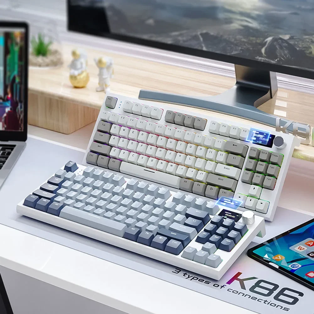

Attack Shark K86 RGB Wireless Mechanical Keyboard,Hot Swap,Metal Knob,TFT Screen,Tri-mode Connectivity,Macro Gaming Keyboard