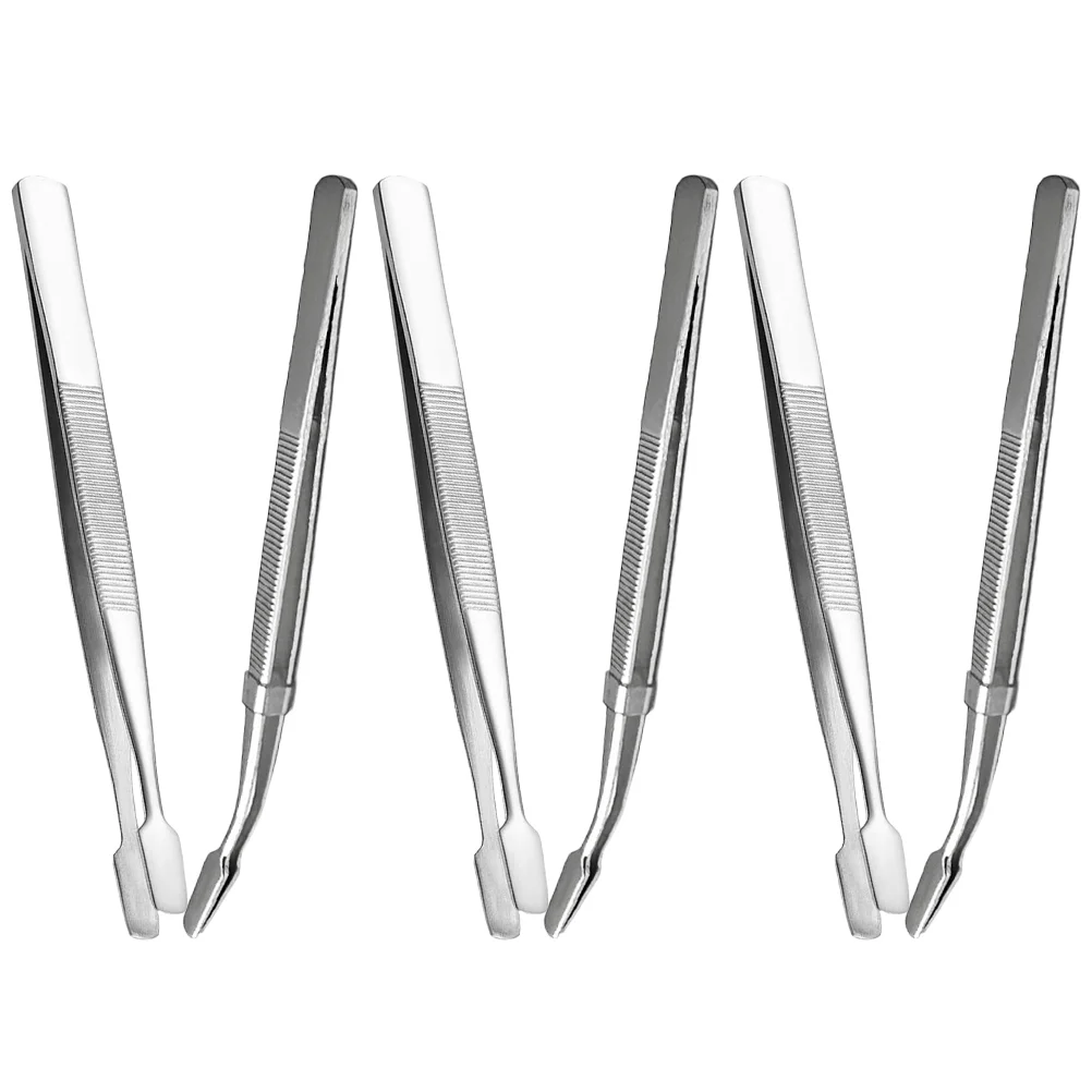 

6 Pcs Stamp Tweezers The Photograph Coin Fake Eyelash Clip Stainless Steel Crafting Precision Work False