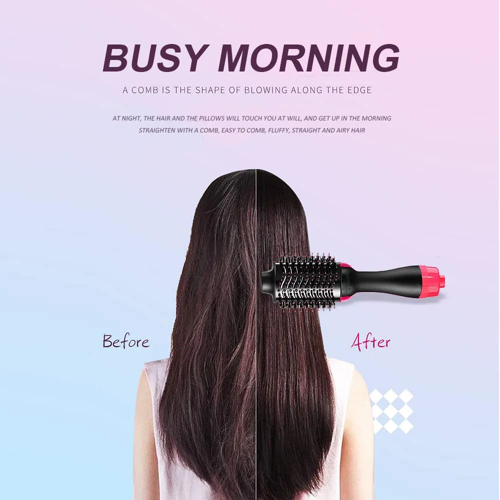 3-in-1 Hair Dryer Brush Volumizer Salon Hot Air Brush Fast Drying Straightening Curling 6