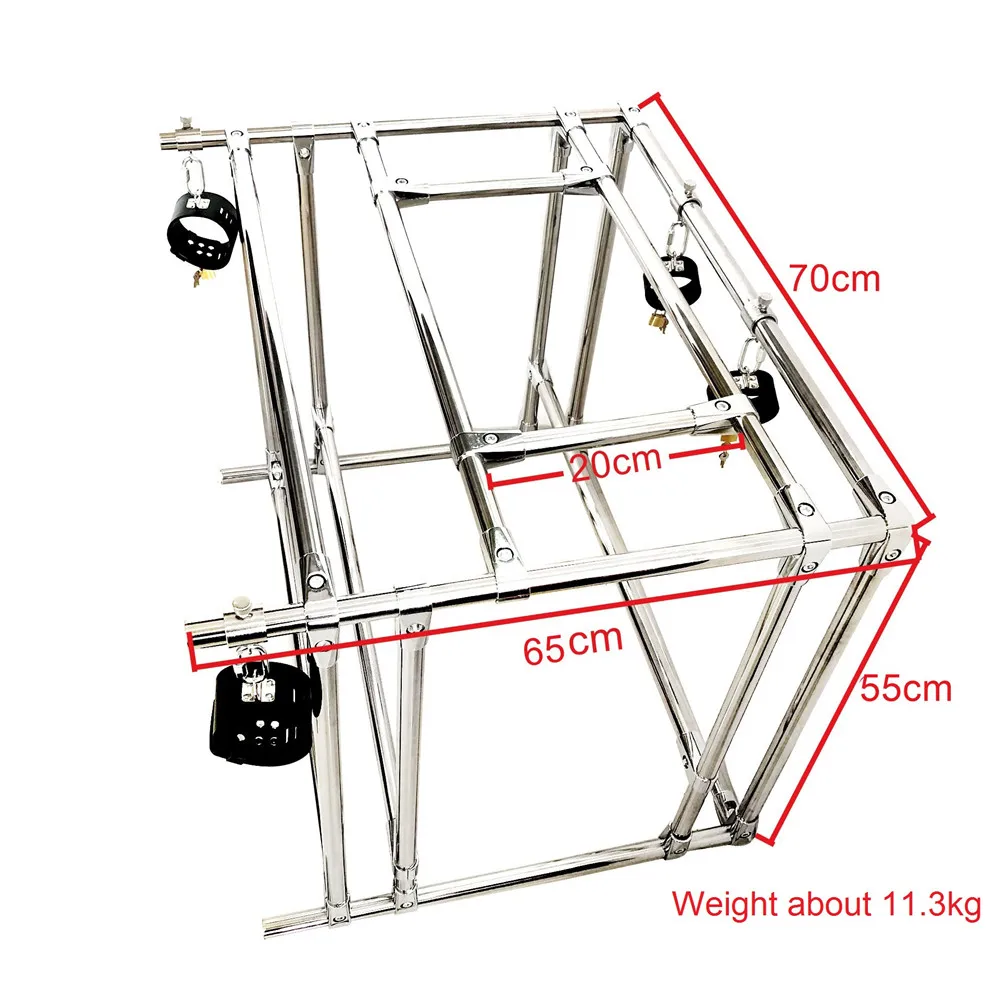 Lussuoso Set di Contenimento in Acciaio Inossidabile: Barra Divaricatrice, Telaio per Bondage, Manette in Pelle per Polsi e Caviglie, Giochi BDSM, Sex Toy, Arredamento - immagine 5