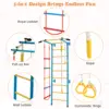 Costway 5 in 1 Kids Indoor Wall Gym Children Stall Bars Set Swedish Wall Ladder Home 5