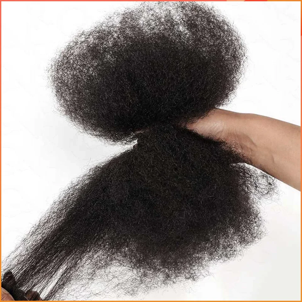 QVR Afro Kinky Bulk Human Hair Kinky Curly Bulk For Braiding DreadLock 50g/Pack Hair Extentions Natural Color No Attachment 3