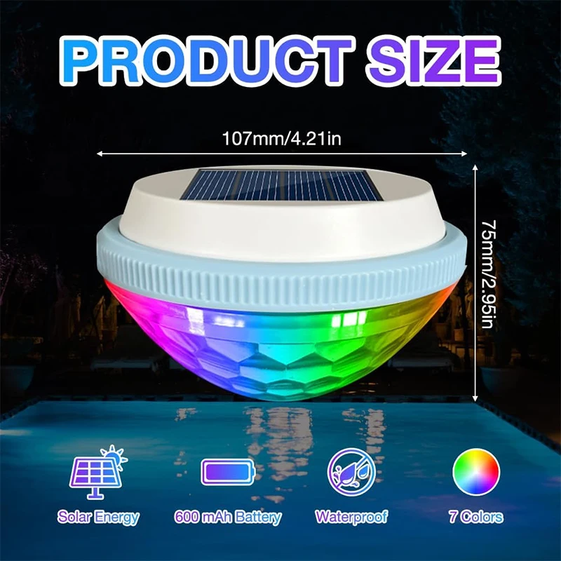 Illuminazione per piscina galleggiante solare da 1-2 pacchi, luci per laghetto impermeabili che cambiano colore RGB per la decorazione di piscine, strade da giardino - immagine 2