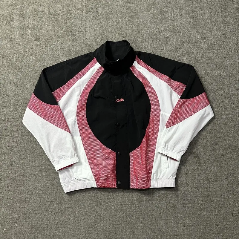 Trendy Color Blo Design Trasuit Drill Jaet Sle Coat Youthful ular Loose Fit Long Sve Stand Collar Outerwear