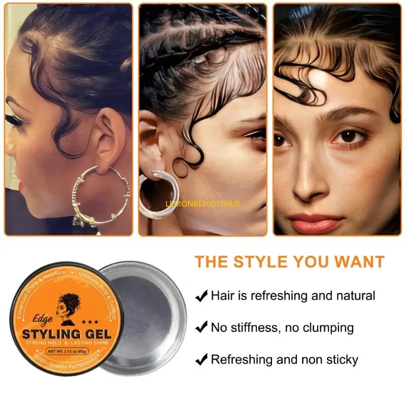 M4YA 60g Strong Hold Hair Gel Practical Hair Styling Gel Long Lasting Styling Easy to Use for Curly Straight