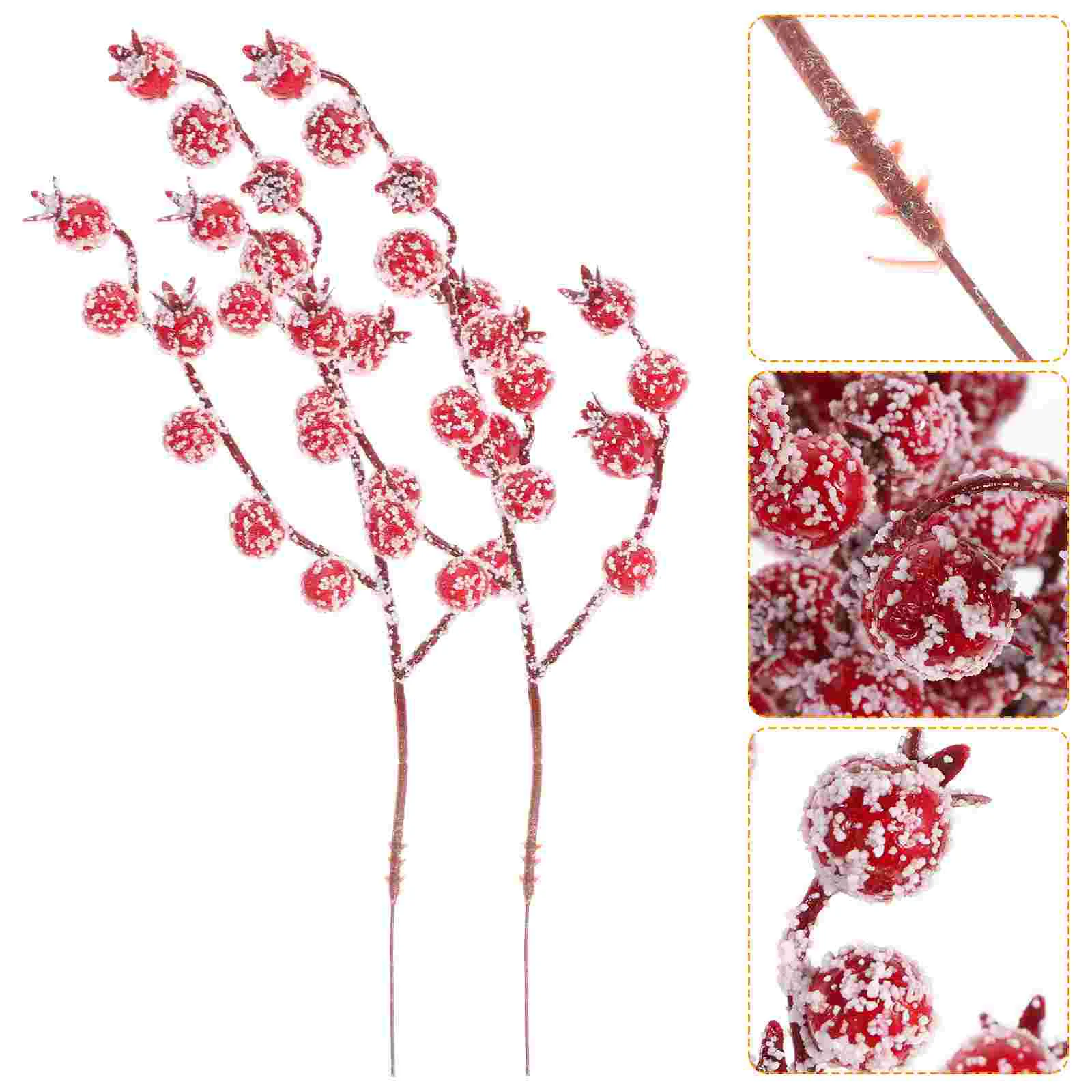 

Branches Artificial Berries Branch Flowers Christmas Bouquet Red Holly Berry Stamen Plants Christmas Party Home Ornament