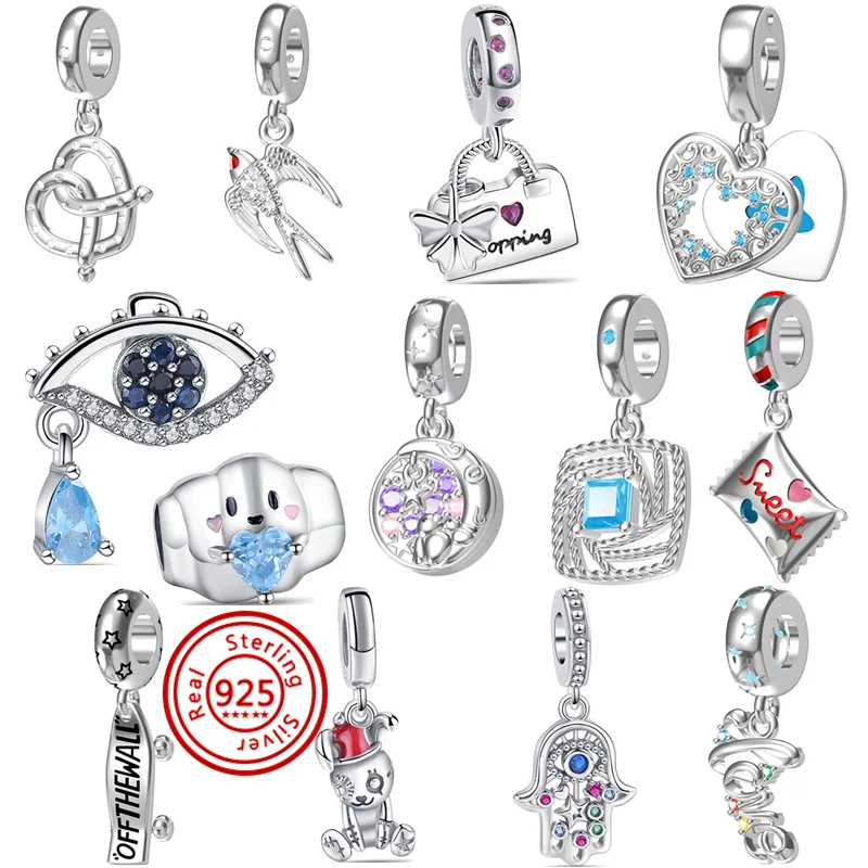New 925 Silver Demon Eyes Stars Moon Bird Skateboard Heart Sweet Ciondola Charm Beads Fit Original Pandora Bracciali Gioielli Da Donna