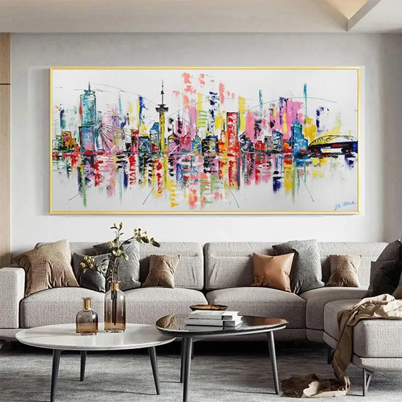 

Abstract Colorful Cityscape Canvas Prints Modern Wall Art for Living Room Decor