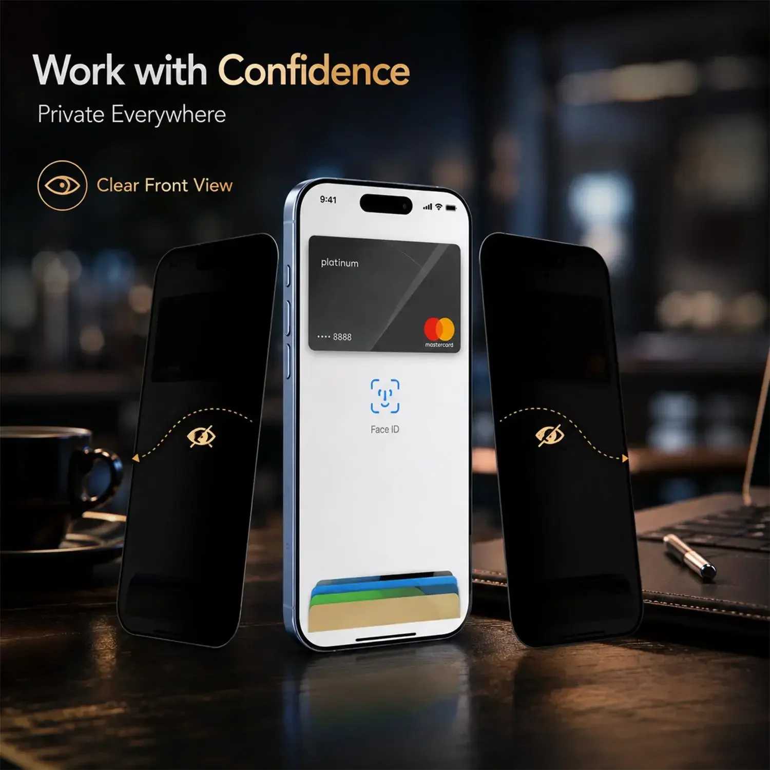 Premium Privacy Tempered Glass Screen Protector with Easy Installation Kit and Dust-Free Anti-Spy Features