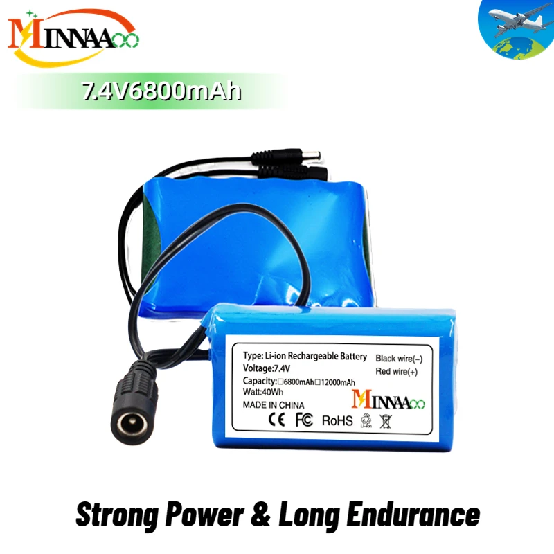 

7.4 V battery, 6800 mAh, T188 T888 2011-5 V007 C18 H18 RC, 12800 mAh, fishing boat accessory, 7.4 V