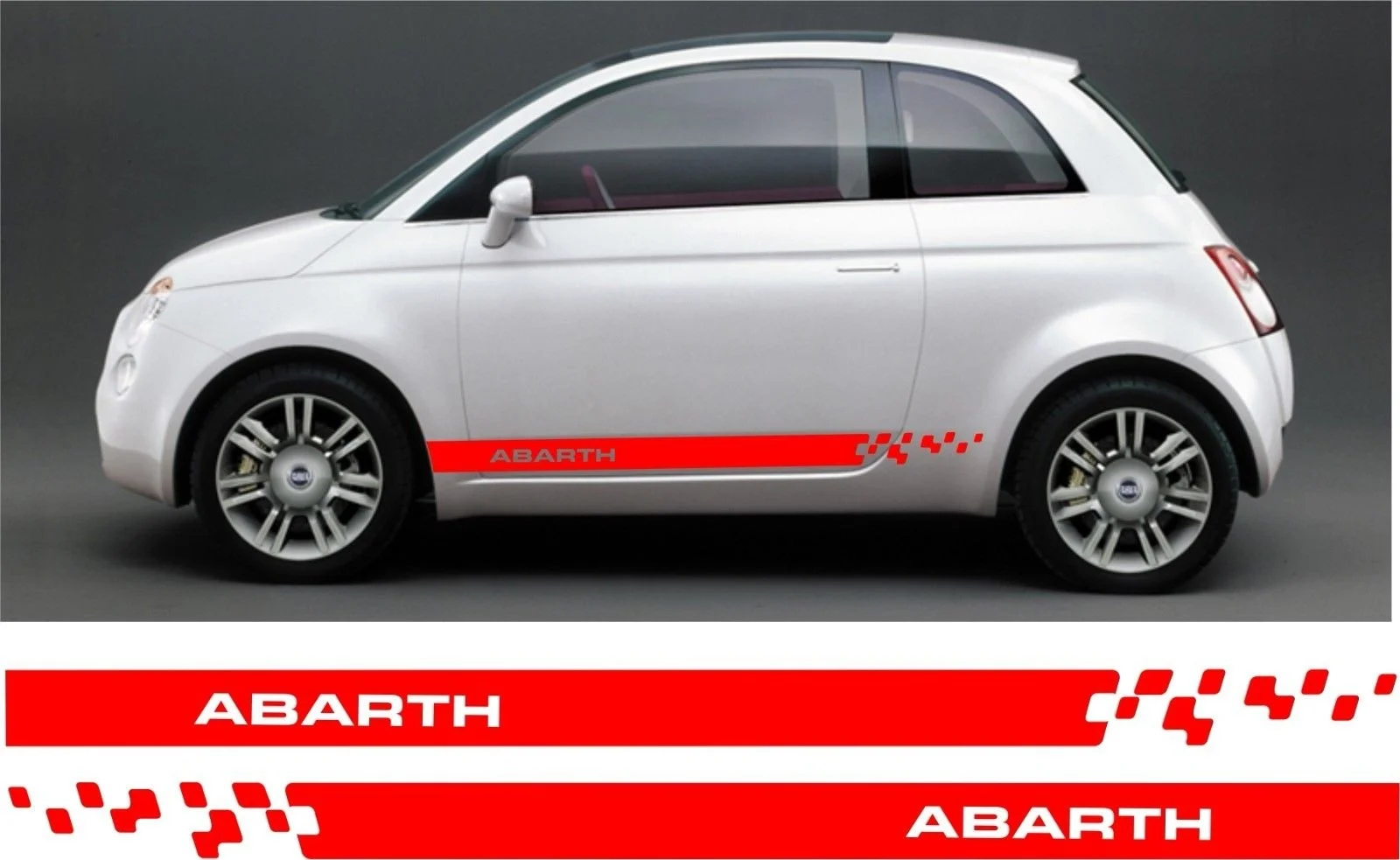 

For 1Set/2pcs Fiat 500 595 abarth Side checkered Stripes Graphics Decals Stickers Car styling