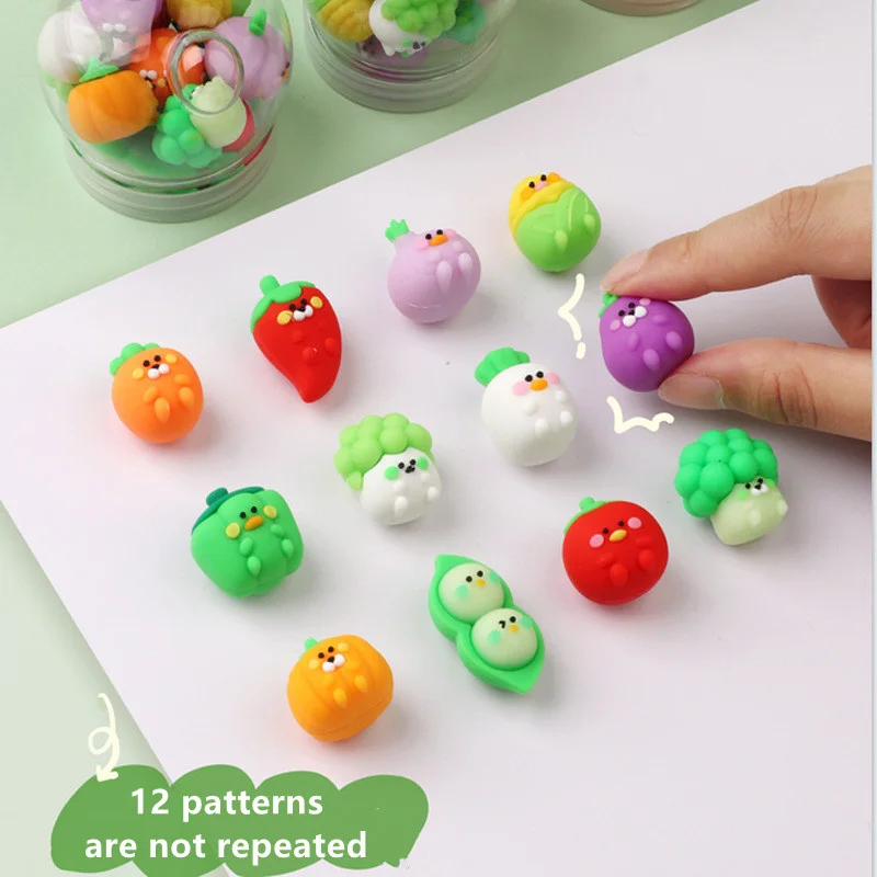 3D fruit shape eraser cartoon cute pencil eraser student burger family bucket simulation kids bucket rubber gifts