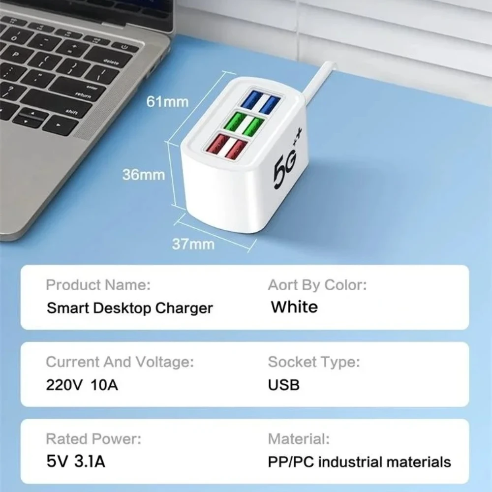 Universal 6-Port USB Car Charger 3.1A - High-Speed Multi-Device Charging Adapter