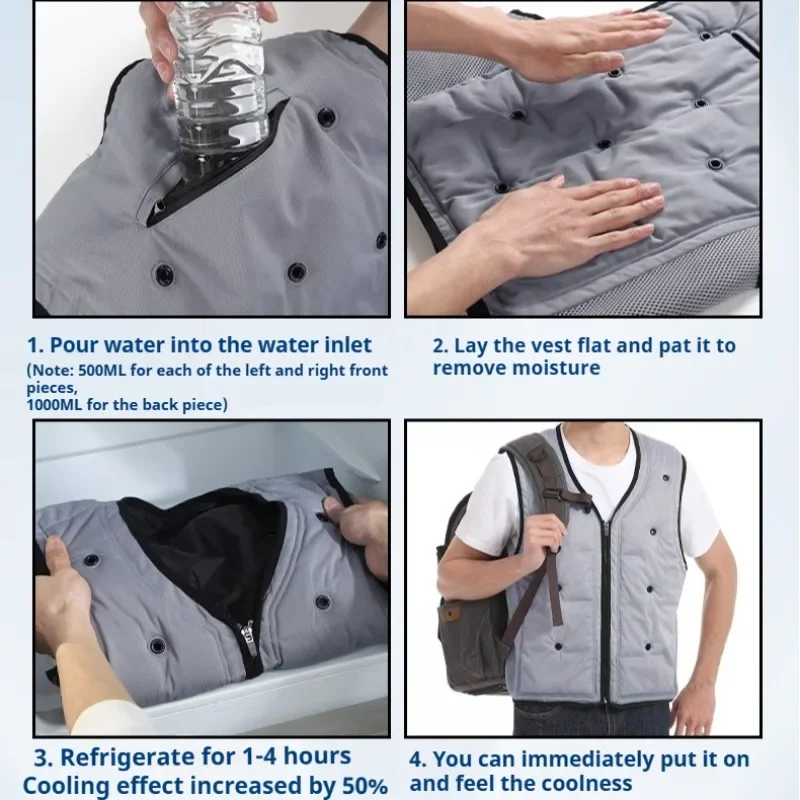Veste évaporative rafraîchissante pêche été - Système d'injection d'eau pour soulagement thermique extérieur