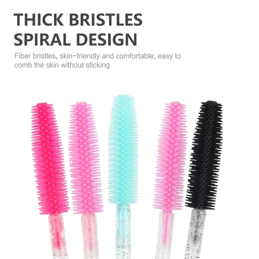 50 pcs Silicone Crystal Mascara Wands Applicator Disposable Eyelash Brushes Comb For Women Makeup Spoolie Brush Beauty Tools