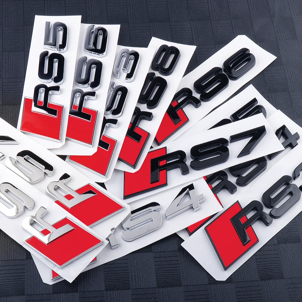 3D Auto-Emblem RS Logo Heckklappen-Abdeckung Aufkleber für Audi RS RS3 TT B8 8P RS6 R8 S1 S2 B7 S5 S8 B9 S8 Sline A1 – Detail 2