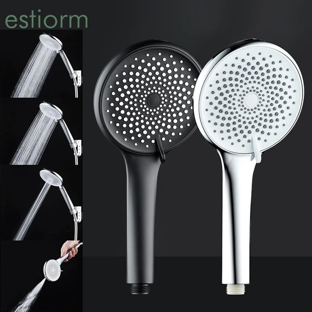 Pomme de douche multifonctionnelle, 4 modes de douche à Jet noir surchargé  avec grand panneau de 12cm, pomme de douche à haute pression portative -  AliExpress