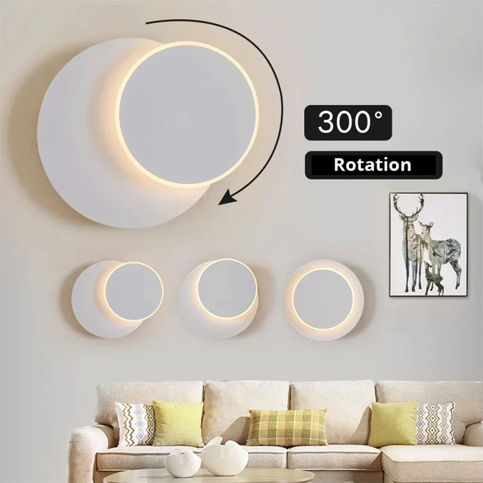 

Nodic LED Wall Lamp Modern Square Round Light Sconce For Living Bedroom Room Bedside 300° Rotation Fixture 110V/220V Night Light