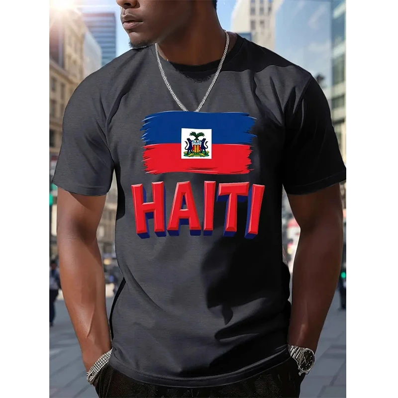 Haiti Football T Shirts Men's Sports T-shirts Haitian Flag Street Oversized Tops Unisex Casual Graphic Tees Tops Y2k Mens Gifts