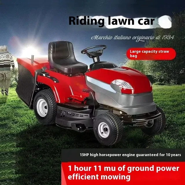 Customized Electric Riding Lawn Mower with Large Grass Bag Battery Powered Garden Tractor for Big Lawn Cutting 4