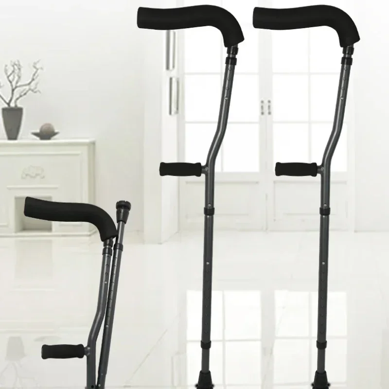 Premium F-Type Dual Underarm Crutches Foldable Non-Slip Adjustable Mobility Aid Ergonomic Walking Support hiking stick folding walker