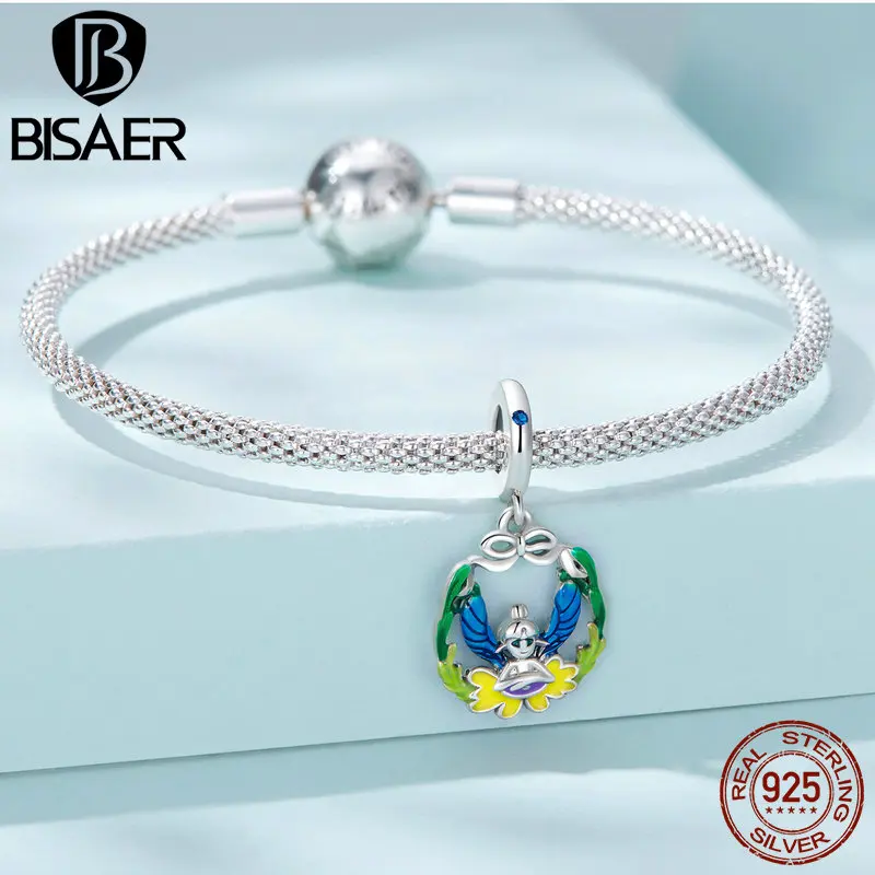 BISAER  참, 행운의 데이지 플라워 펜던트, 엘프 펜던트, 꿀벌 비즈 핏, DIY 팔찌 목걸이 만들기, 쥬얼리 선물