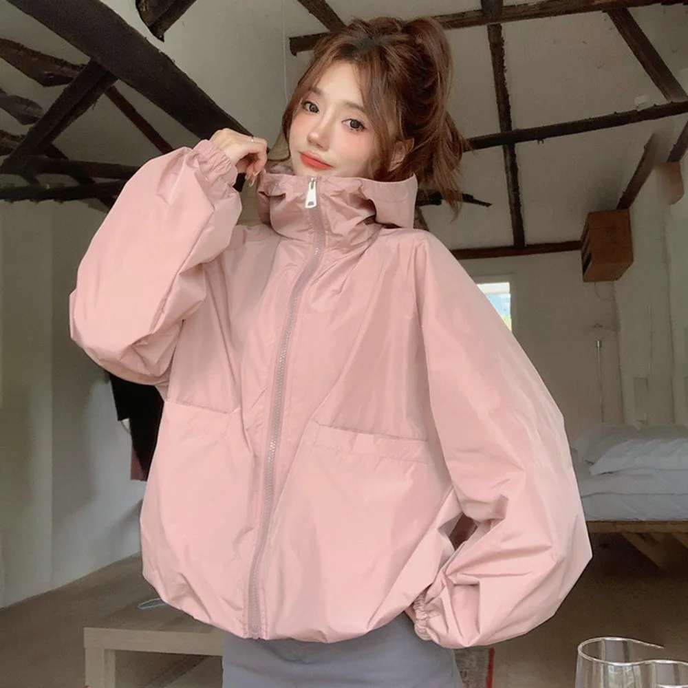 All-match Loose Sunscreen Coat Women Quick-Drying Windproof Sun-Protective Tops Out Wear Clothing Hooded Jacket Outdoor