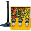 Gumball and Candy Machine with Stand - Yellow Triple Vending   Interchangeable Canisters 1