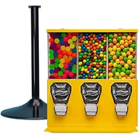 Gumball and Candy Machine with Stand - Yellow Triple Vending   Interchangeable Canisters 1