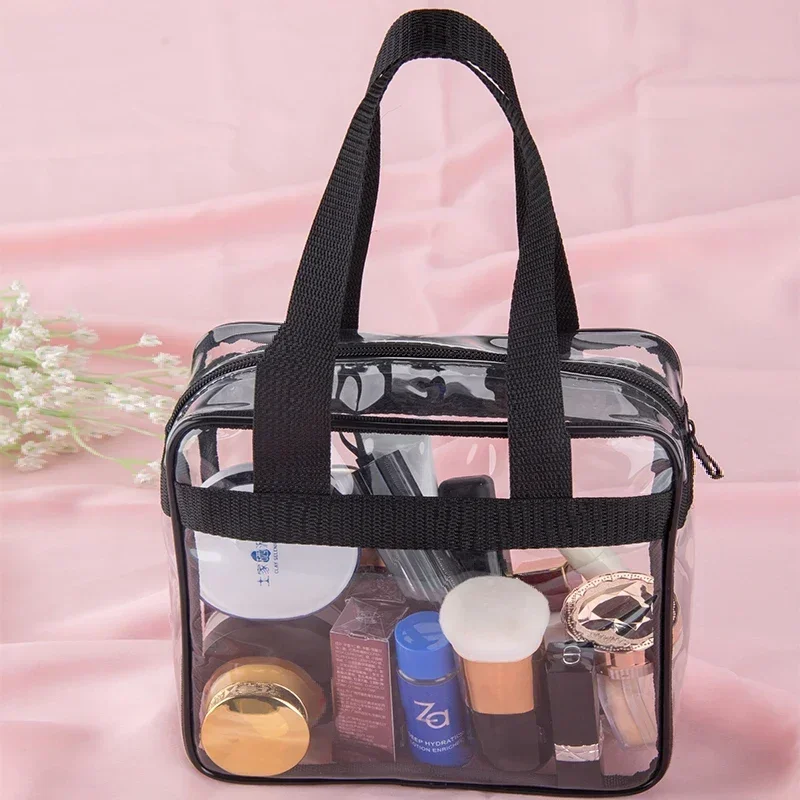 Portable Travel Cosmetic Bag Transparent Makeup Bag Waterproof Women Storage Pouch Wash Bag PVC Large Capacity Clear Makeup Bag