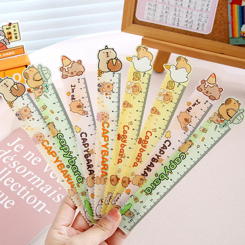 Acrylic Ruler 3pcs 15CM Cute Cartoon Capybara Student Drawing and Measuring Supplies Stationery stainless steel ruler,triangle ruler,ruler set,drawing ruler,straight ruler,folding ruler,metal ruler,plastic ruler,quilting ruler,rotatable ruler