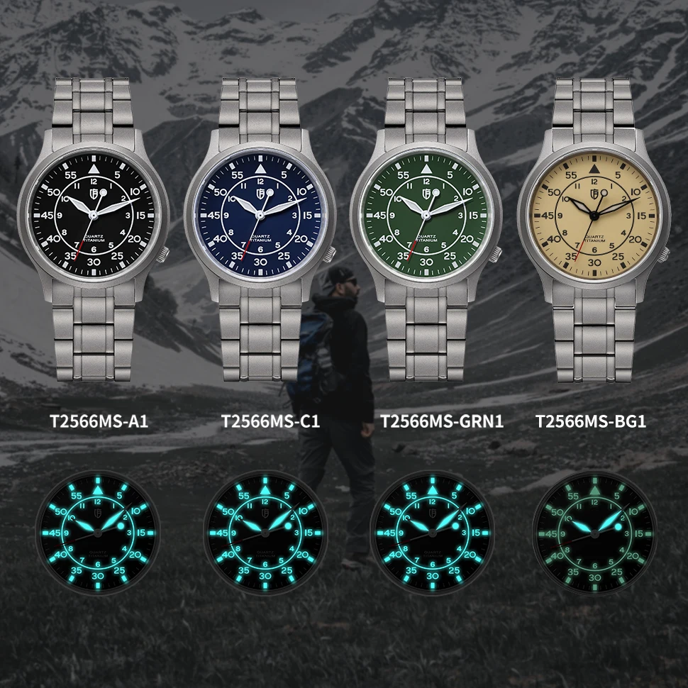 BERNY Titanium Quartz Watch AR Coating Sapphire Sport Wristwatch Luminous BERNY VH31 Waterproof 5ATM vintage pilot Watch for Men