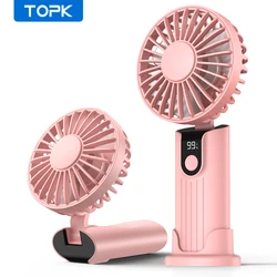 Compact 5000mAh USB Rechargeable Handheld Fan with Adjustable Speeds, Lanyard, and Foldable Base (Pink 2400mah)
