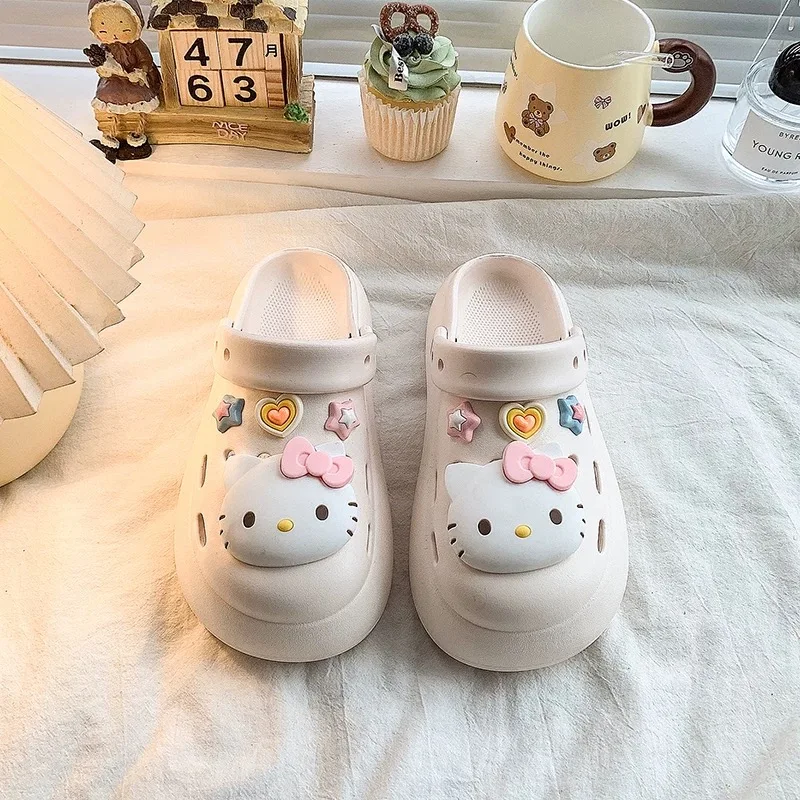 귀여운 헬로키티 슈즈 참 세트 KT 고양이 DIY 액세서리, 구멍 있는 신발, 슬리퍼 장 장식품 (여아용)