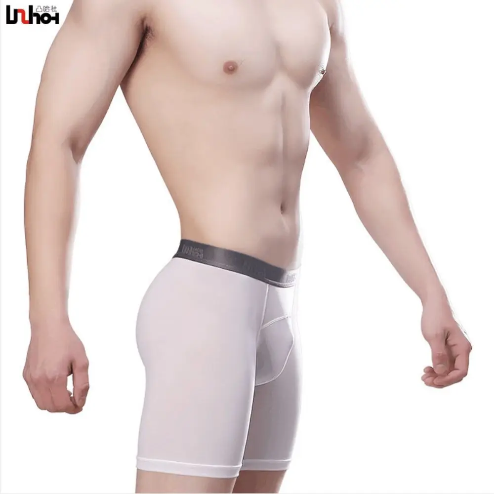

Men'S Breathable Slimming Leak Proof Sexy Underwear Boxershorts Training Anti Wear Sports Ice Silk Long Leg Men'S Boxer Shorts