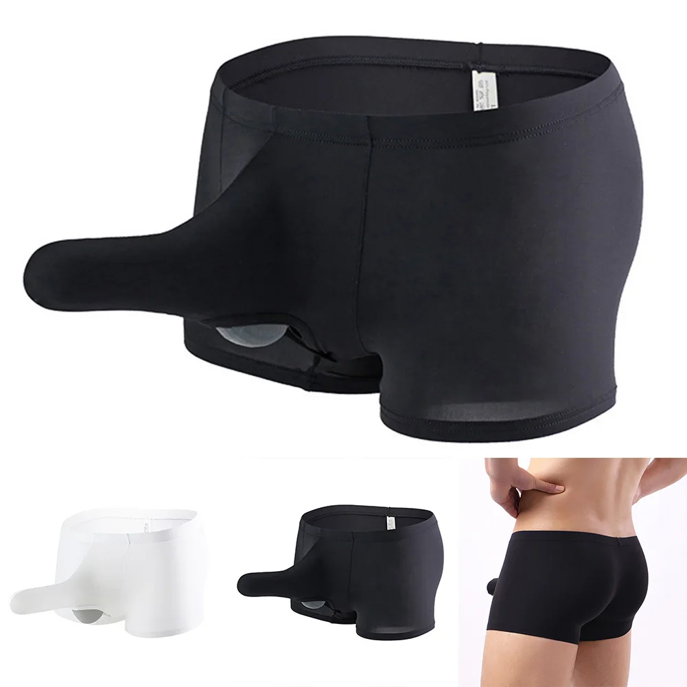 

Men Smooth Boxer Briefs Closed Open Sheath Shorts Trunks Underpants Casual Comfy Swimwear Beachwear Underwear
