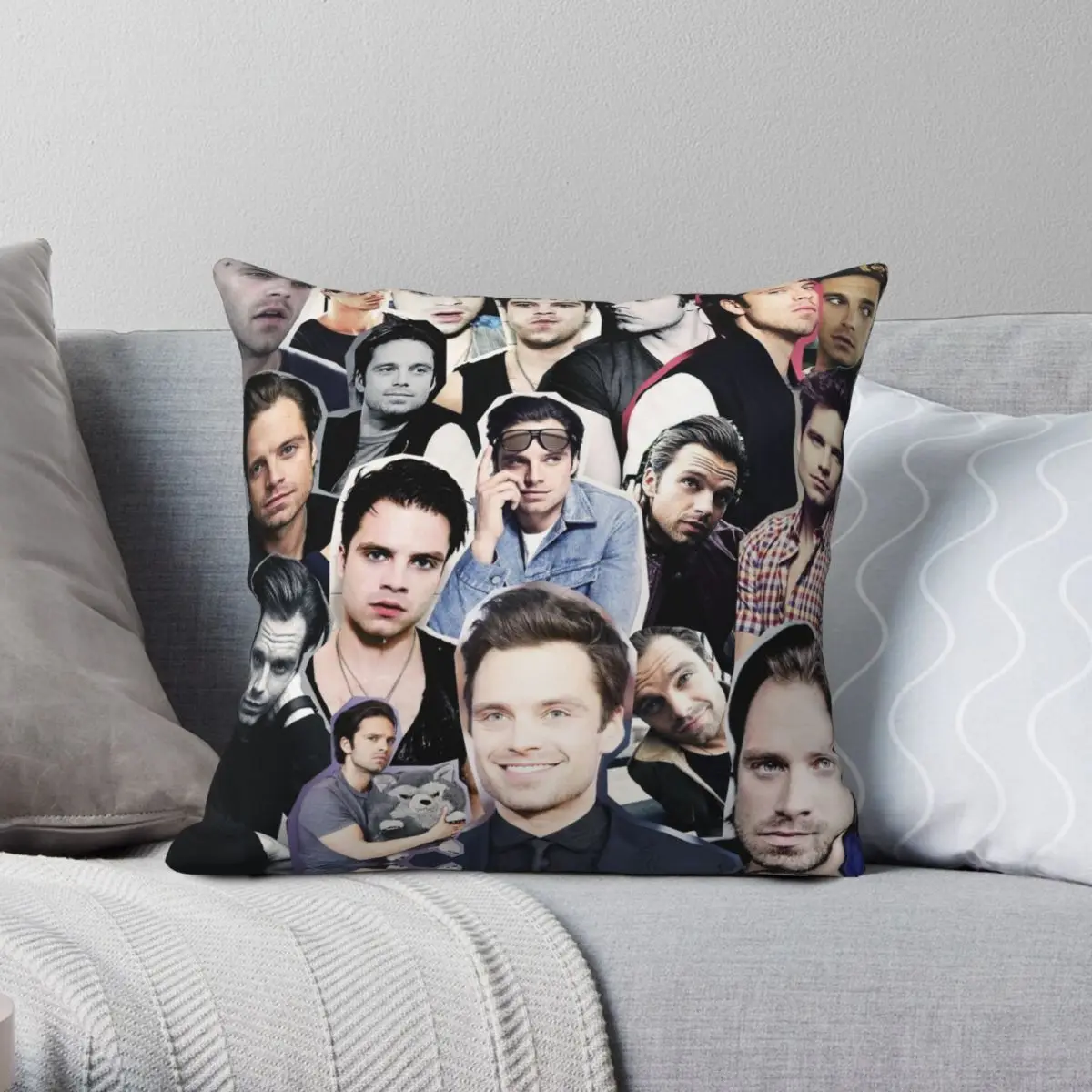 

Sebastian Stan Carter Baizen Square Pillowcase Polyester Linen Velvet Creative Zip Decor Bed Cushion Cover