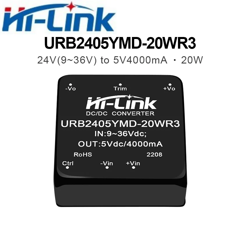 하이링크 오리지널 URB2412YMD-20WR3 20W 절연형 DC-DC 전원 모듈 9-36V 광범위 입력 5V 12V 15V 24V 단일 출력 1500V 절연