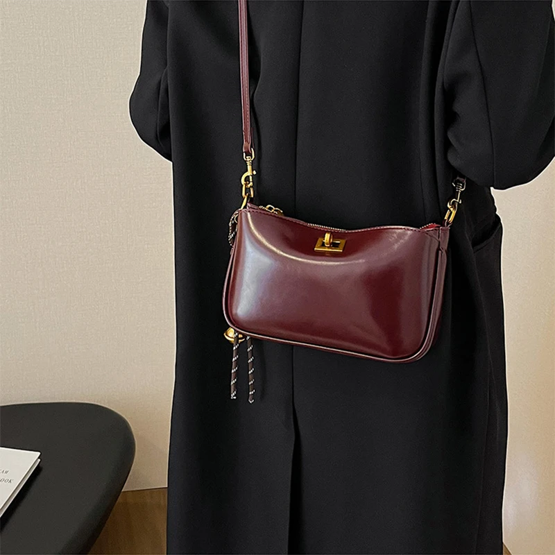 Handbag Cowhide Leather Square Bag Women Shoulder Bag