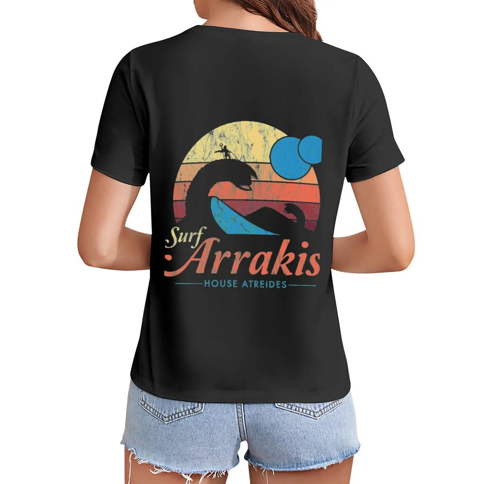 Dune T-ShirtVisit Arrakis - Vintage Distressed Surf - Dune - Sci Fi T-Shirt kawaii clothes Women's t-shirt