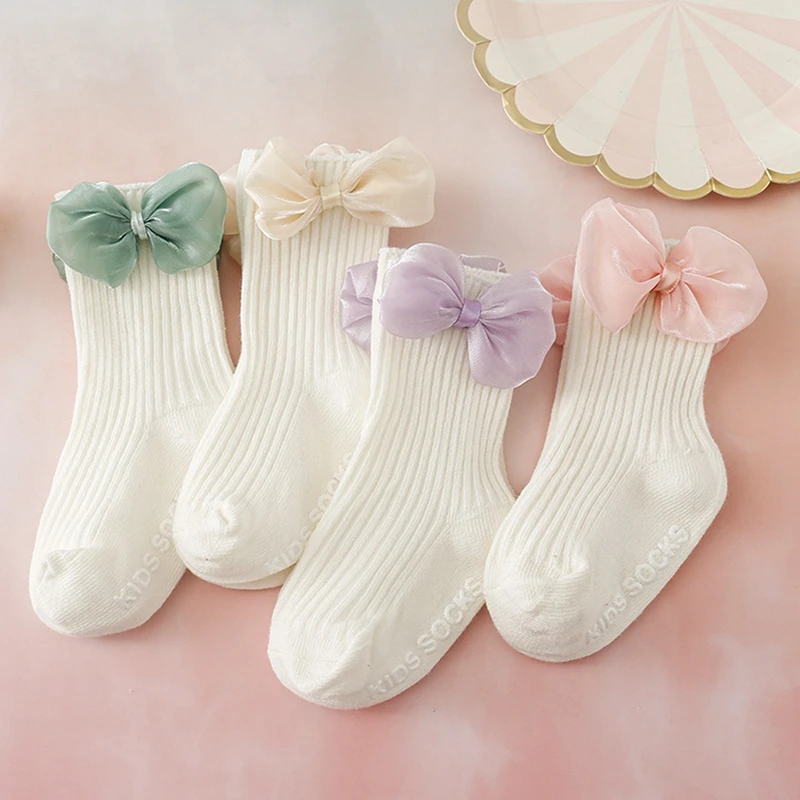 

Toddler Baby's Clothes Girls Ankle Socks Breathable Knit Ribbed Bow Princess Socks for Party Wedding Travel