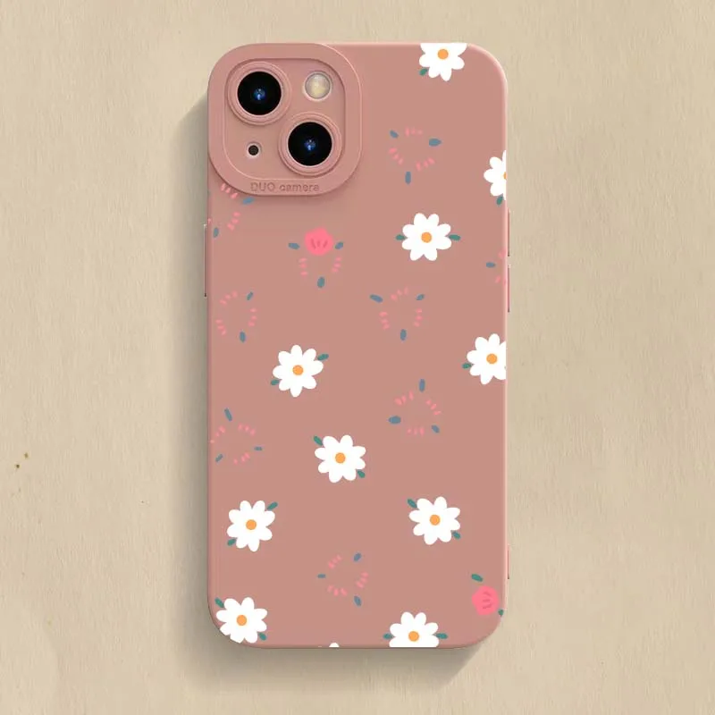 Perforated Heart Flower Painted Phone Case Cover