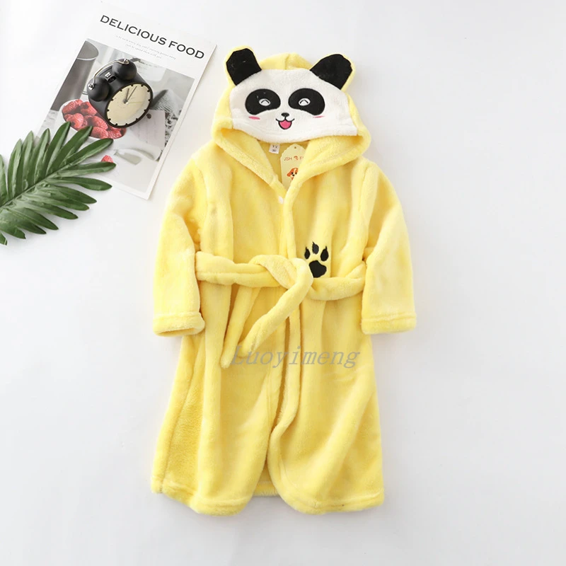 Girls Bathrobe Long Sleeve Hooded Pajamas Spring Autumn Children's Bathrobe  Cartoon Print Kids Robe Lovely Animal Boys Bath Robe - AliExpress 1501
