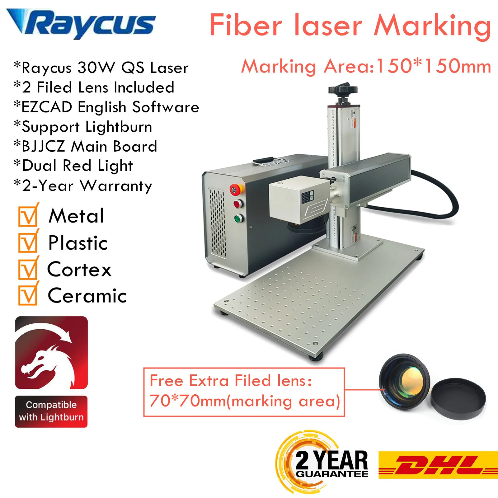 

Separated Structure 30W Raycus Mini Fiber Laser Marking Machine Optional Ring Rotary Axis Engraving Area 150*150mm & 70*70mm