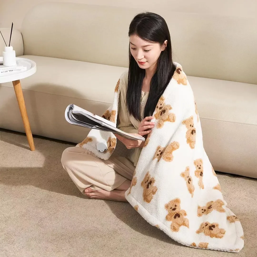 

2023 New GIPIN Bear Blankets Flannel Warm Up Blankets Office Desk Legs Heating Blanket Manta Small blanket
