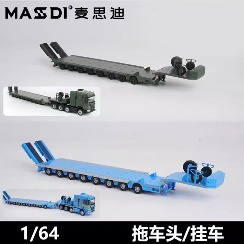 MASSDI 1/64 スケール R650 と 8 軸セミローデッキトレーラー合金繊細