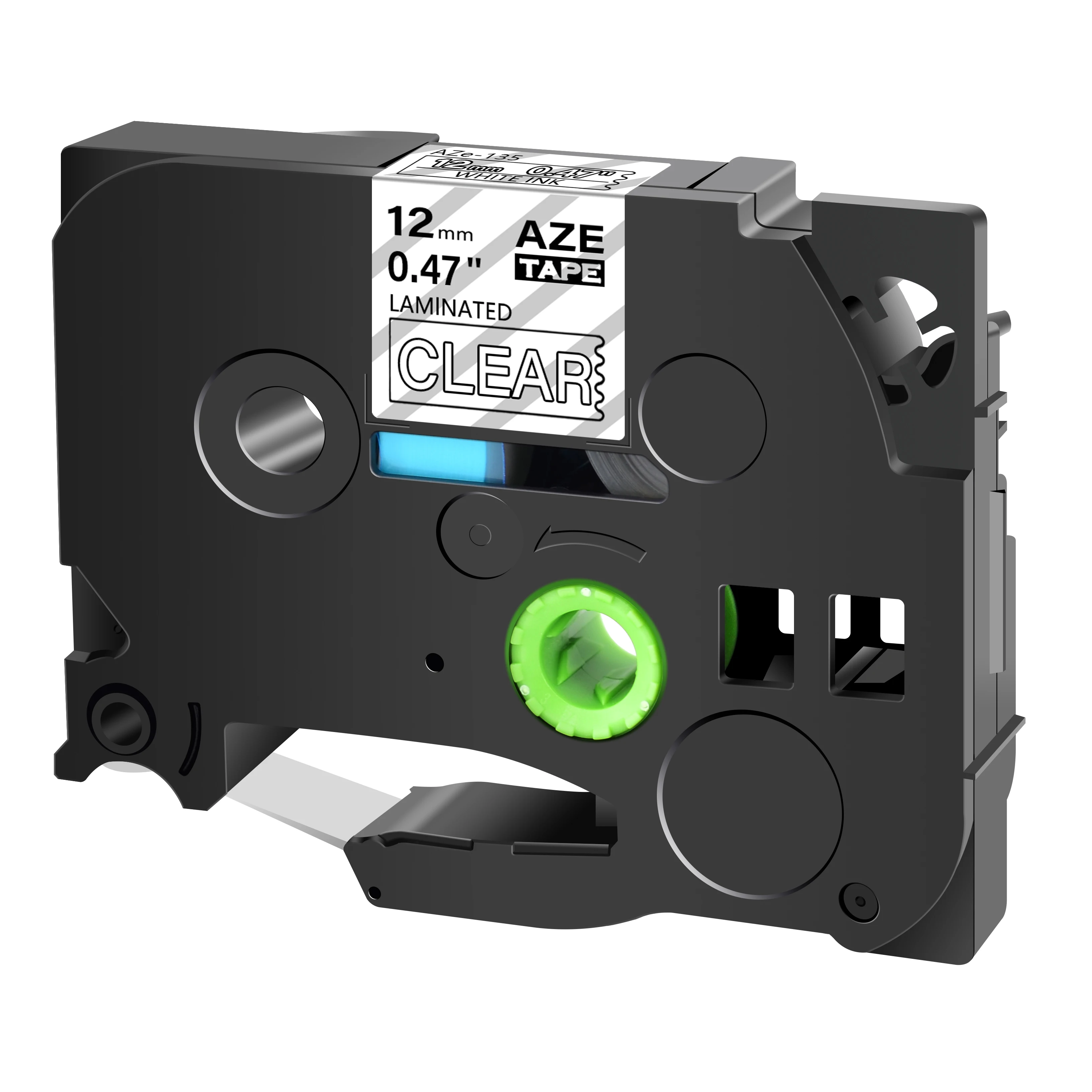 Versatile Black on White Labeling Tape for P-Touch Label Makers, 12mm Width