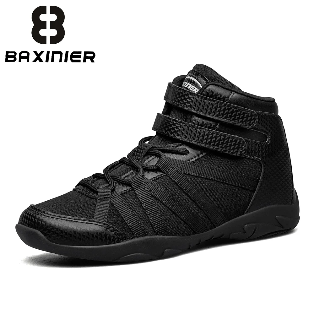 BAXINIER Girls Black High Top Cheerleading Shoes Lightweight Youth Cheer Competition Sneakers Training Dance Tennis Shoes