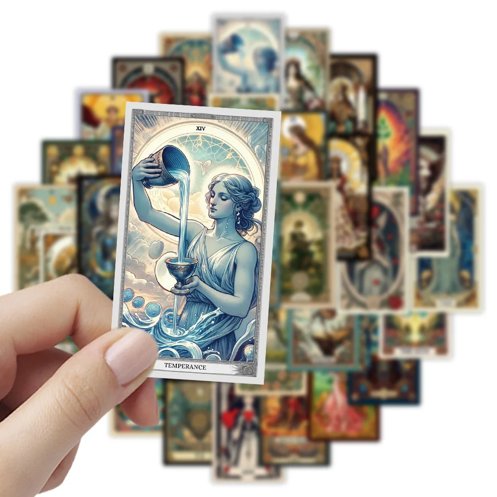 48/96개 직사각형 타로 아트 스티커, 퇴색 방지 두꺼운 재질, 휴대폰, 노트북, 기타, 헬멧, 자동차 분위기 장식 데칼