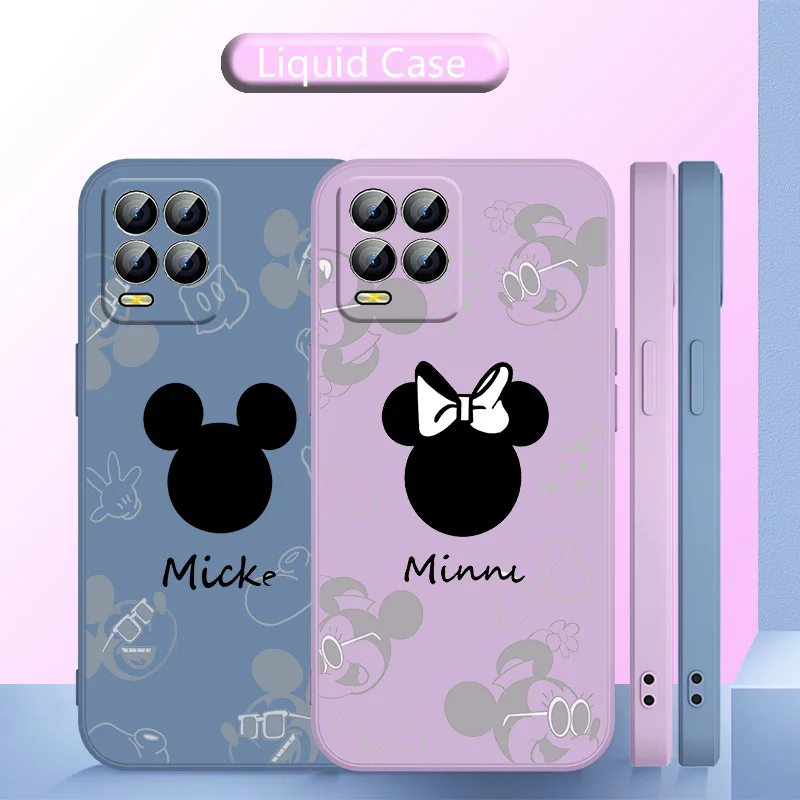 

Disney Mickey and Minnie Mouse Phone Case Liquid Rope For Realme Q3S GT S7 ST S2 C25Y C21Y C11 C17 Narzo 50A 50i 30 20 Back Soft